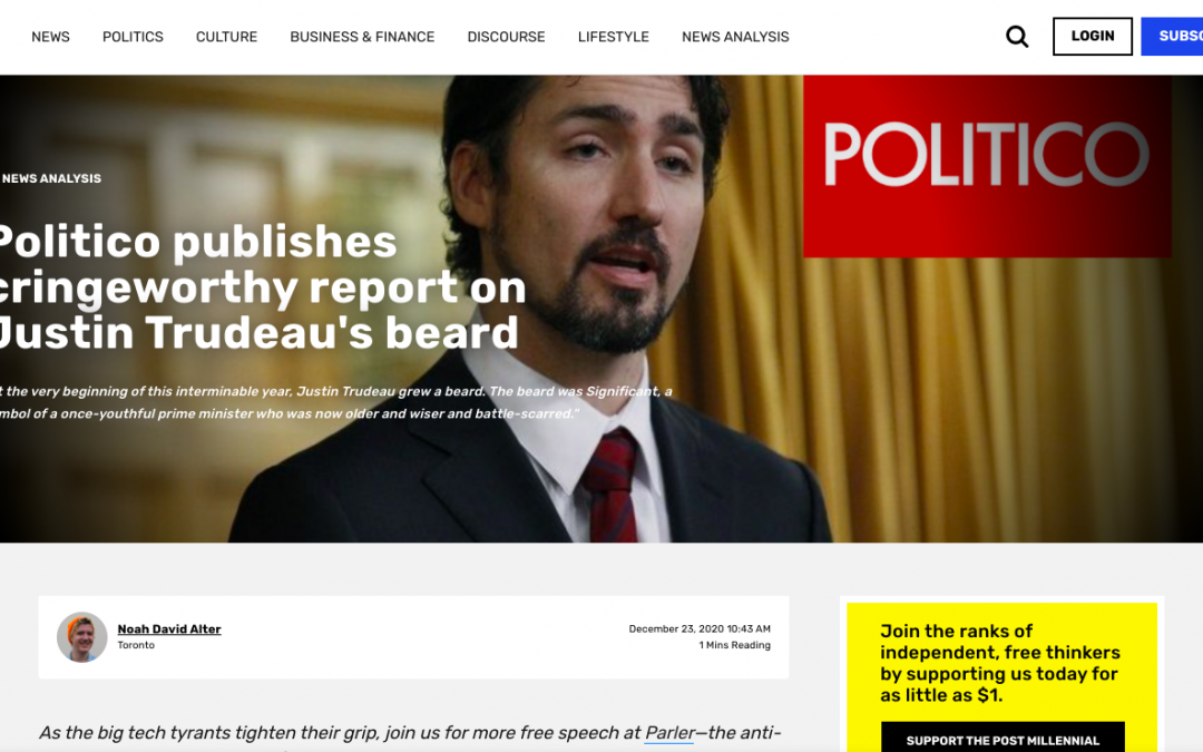 Politico publishes cringeworthy report on Justin Trudeau’s beard