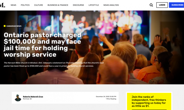 Ontario pastor charged $100,000 and may face jail time for holding worship service
