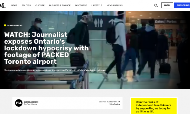 WATCH: Journalist exposes Ontario’s lockdown hypocrisy with footage of PACKED Toronto airport