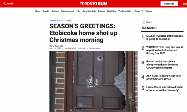 SEASON’S GREETINGS: Etobicoke home shot up Christmas morning