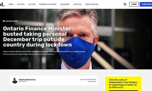 Ontario Finance Minister busted taking personal December trip outside country during lockdown
