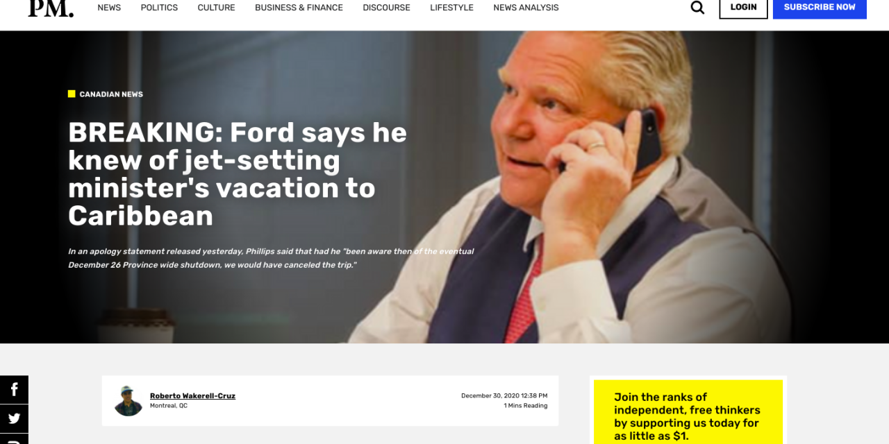 BREAKING: Ford says he knew of jet-setting minister’s vacation to Caribbean
