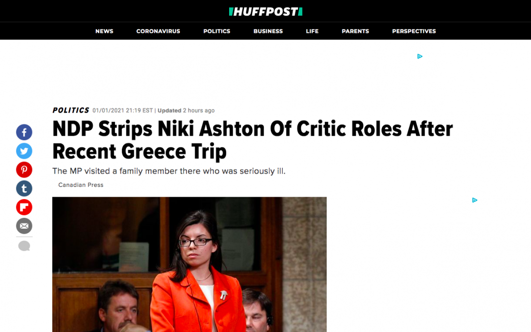 NDP Strips Niki Ashton Of Critic Roles After Recent Greece Trip