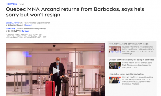 Quebec MNA “Pierre Arcand” returns from Barbados, says he’s sorry but won’t resign