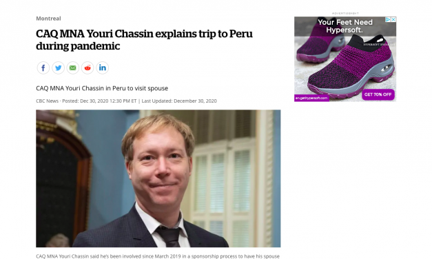 CAQ MNA Youri Chassin explains trip to Peru during pandemic