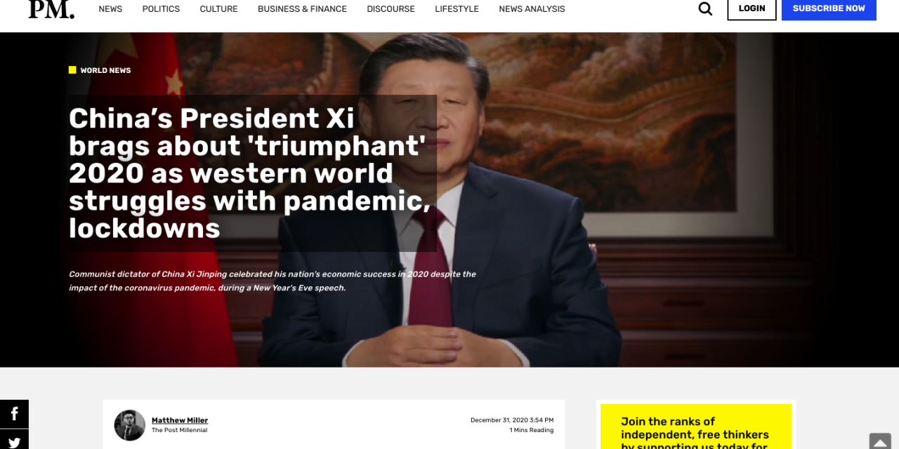 China’s President Xi brags about ‘triumphant’ 2020 as western world struggles with pandemic, lockdowns