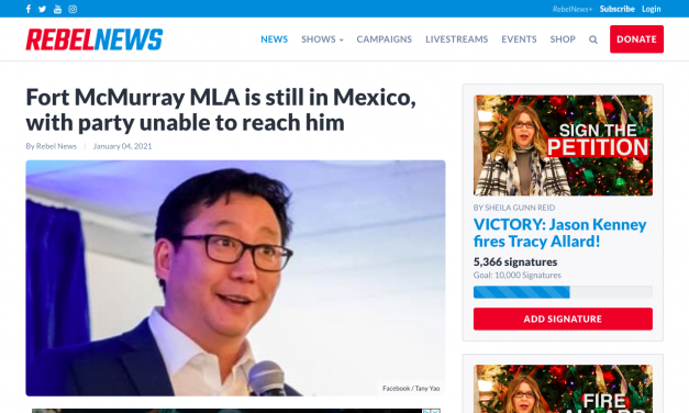 Fort McMurray MLA “Tany Yao” is still in Mexico, with party unable to reach him