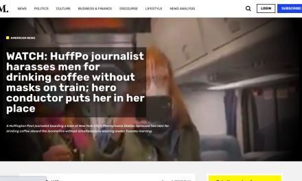 WATCH: HuffPo journalist harasses men for drinking coffee without masks on train; hero conductor puts her in her place