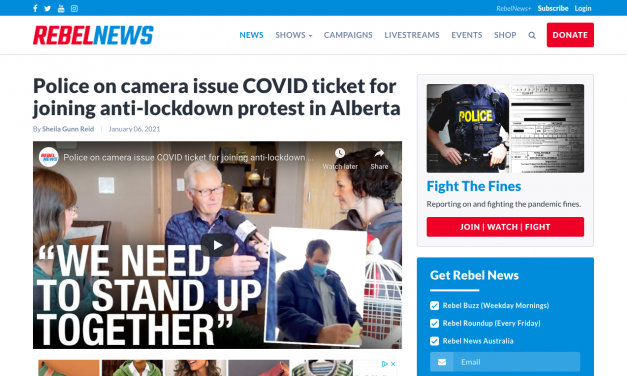 WATCH: Police on camera issue COVID ticket for joining anti-lockdown protest in Alberta