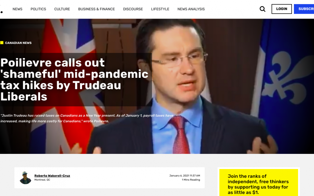 Poilievre calls out ‘shameful’ mid-pandemic tax hikes by Trudeau Liberals