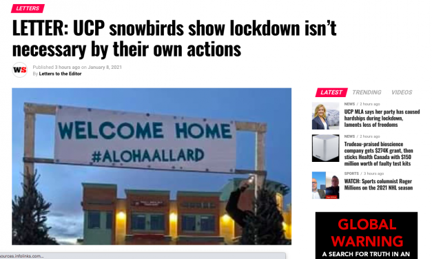 LETTER: UCP snowbirds show lockdown isn’t necessary by their own actions