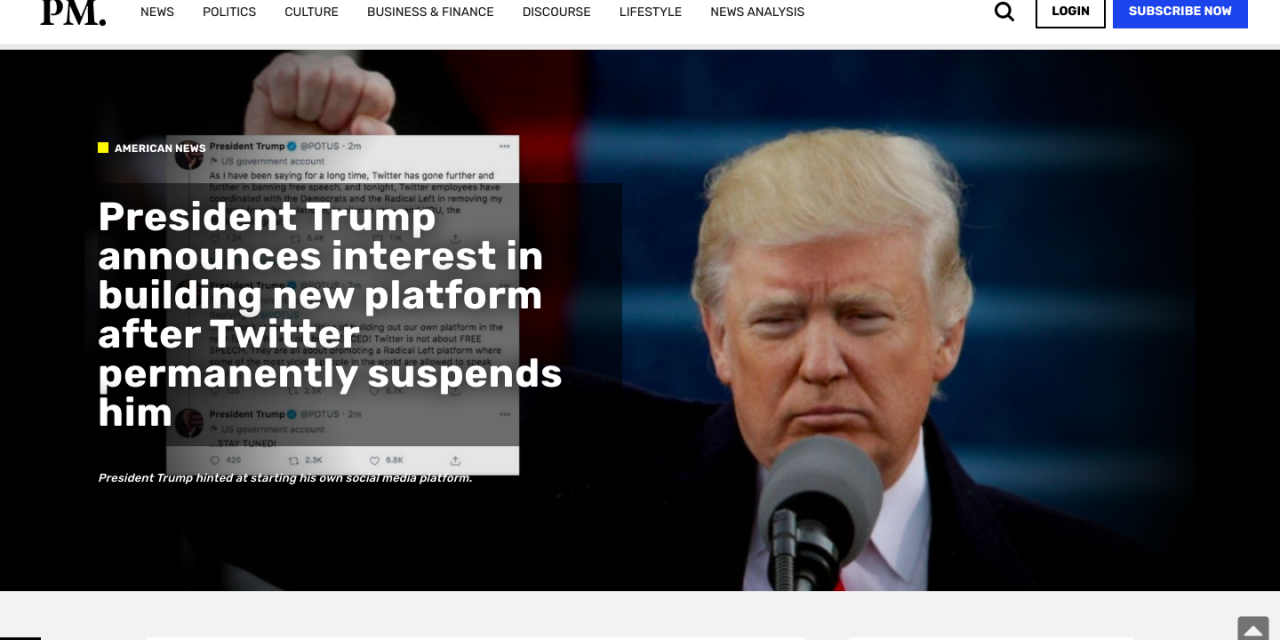 President Trump announces interest in building new platform after Twitter permanently suspends him