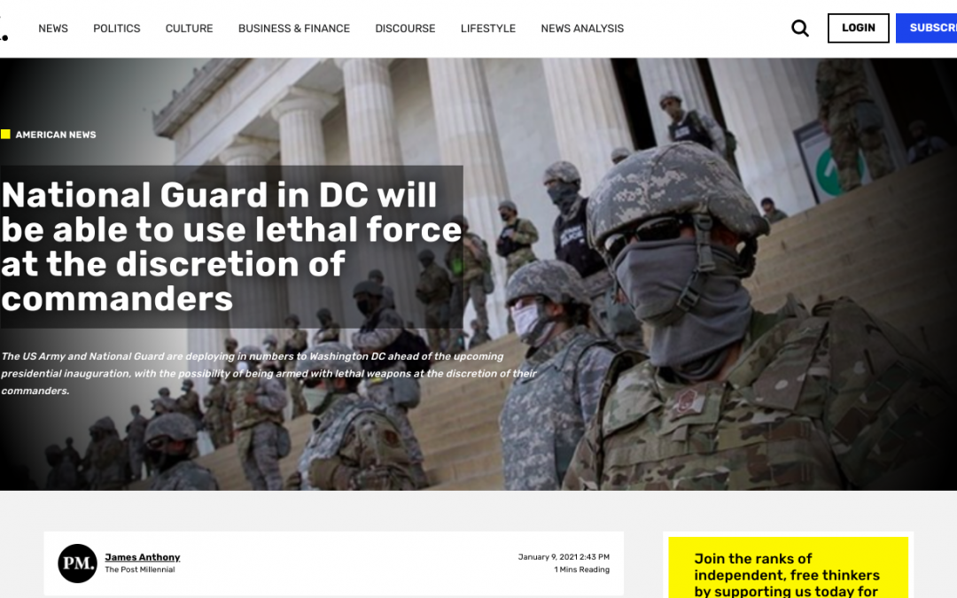 National Guard in DC will be able to use lethal force at the discretion of commanders