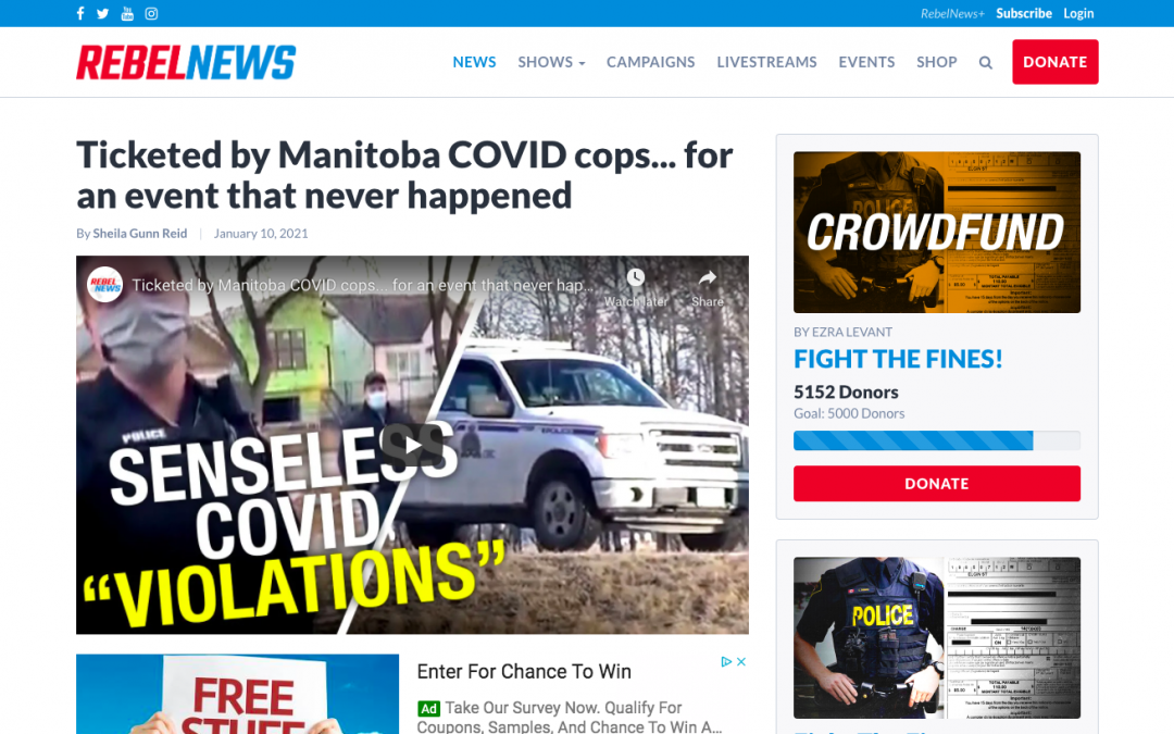 WATCH: Ticketed by Manitoba COVID cops… for an event that never happened
