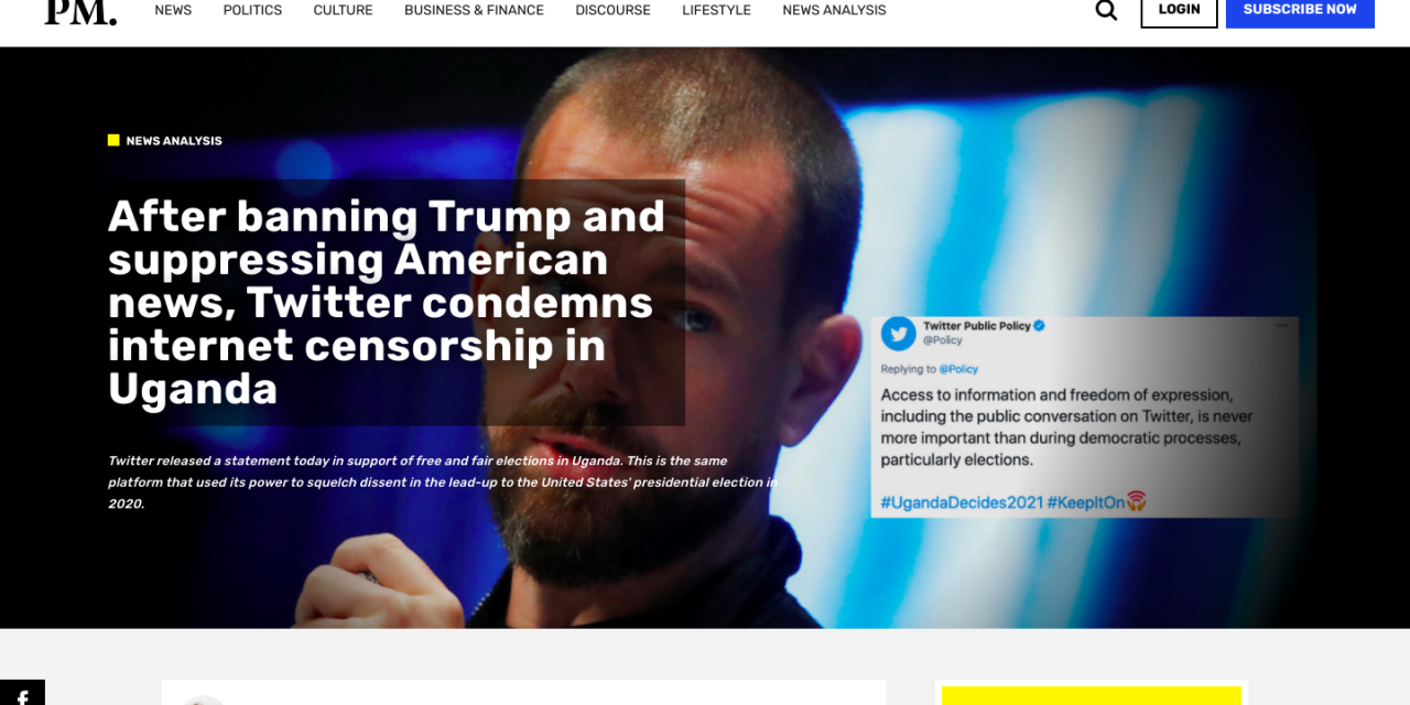 After banning Trump and suppressing American news, Twitter condemns internet censorship in Uganda