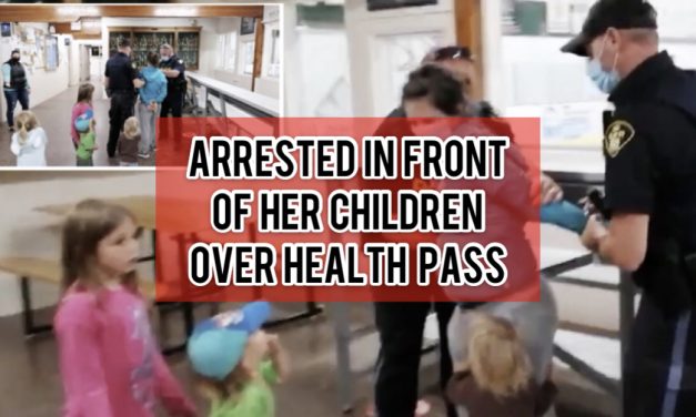 WATCH: OPP arrest woman in front of crying children for not providing vaccination status to enter arena