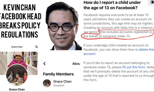 Hypocrite Canada Facebook Head, Kevin Chan caught in violation of Facebook terms of use policies.